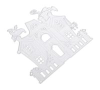 TOYANDONA Matrice de Découpe en Acier au Carbone pour Scrapbooking DIY Motif Maison Hantée Argentée, Sensation Confortable et Finition Lisse pour Décoration de Fête