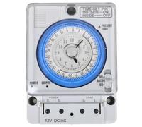 TOYANDONA Minuteur mécanique 12 V CC/AC - Minuterie journalière analogique 24 h avec intervalle de 15 minutes, tampon de panne de courant jusqu'à 300 h, puissance de commutation 15 A pour armoire