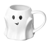 TOYANDONA Mug en Céramique Blanc Forme Fantôme Style Cartoon pour Bureau et Boutique de Desserts, Tasse à Lait Originale et Gobelet à Eau Rétro Halloween