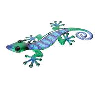 TOYANDONA Mur avec Gecko en Métal Décoratif pour Patio Peinture Colorée, Décoration Murale Intérieure Légère pour Fenêtre ou Jardin