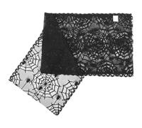 TOYANDONA Nappe Halloween Araignée Dentelle Noire Décoration Réutilisable avec Motif Toile Araignée Table Runner pour Fête Intérieure Facile à Nettoyer et Stocker