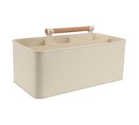 TOYANDONA Panier de Jardinage Beige en Métal Poignée en Bois avec 4 Compartiments Panier Robuste Antidérapant et Antirouille pour Plantation Intérieure et Extérieure