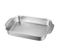 TOYANDONA Plateau de Cuisson Rectangulaire en Acier Inoxydable 2,3l Poignées Doubles Antidérapantes et Anti-brûlure pour 1-2 Personnes Cuisson Maison