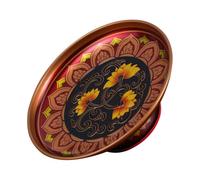 TOYANDONA Plateau Décoratif Lotus en Métal Alliage, Style Rétro, 8 Pouces | Motif Sculpté, Lignes de Gravure Raffinées, Usage Multi-scène, pour Offrandes D’parfum, Douceurs et Décoration