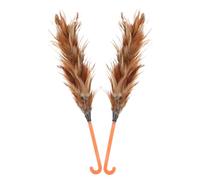 TOYANDONA Plumeau à Main Réutilisable en Plume de Poulet et Plastique, 2 Pièces, Outil de Nettoyage Poussière pour Maison et Bureau Couleur Aléatoire Style Plusieurs styles