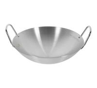TOYANDONA Poêle Inox Wok en Acier Inoxydable Fond Rond pour Gaz, Bbq | Cuisine au Wok, Chauffe Uniforme et Nettoyage Facile, Conserve la Chaleur, Finition Argenté