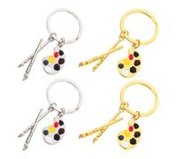 TOYANDONA Porte-clés Palettes de Peinture en Métal 4pcs, Pendentifs Créatifs et Élégants pour Planche à Dessin, Accessoires Dessin Faciles à Ranger et Décoration
