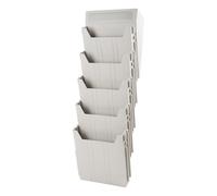 TOYANDONA Porte-Documents Extensible A5 en Polypropylène Gris Clair, Organiseur de Classement Mural à 5 Compartiments Réglables, Rangement pour Documents et Classeurs, pour Bureau et Espace