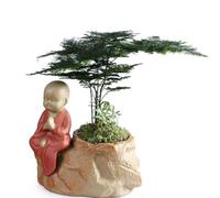 TOYANDONA Pot de Fleurs en Céramique Rouge Récipient Créatif Artisanat Fin pour Succulentes et Petites Plantes pour Décoration de Bureau et Jardinage