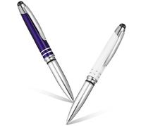 TOYANDONA Stylo Bille Lumineux Stylet Capacitif et Lampe LED, Lot de 2 Stylos Multifonctions en Métal Clip, Rentrée Scolaire au Bureau ou Étude