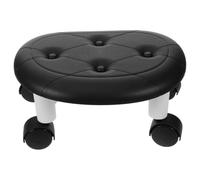 TOYANDONA Tabouret Roulant Noir avec Repose-Pieds Antidérapant, Siège Rond en Fer et Plastique, Facile à Déplacer pour Chambre ou Salle de Bain