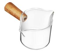 TOYANDONA Tasse à Expresso en Verre 100ml Bec Verseur, Poignée Bois | Lait et Sirop, Usage Maison ou Restaurant, Design Polyvalent, Résistance Thermique, Style Élégant