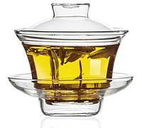 TOYANDONA Tasse à Thé Transparente avec Couvercle en Verre Épais Vaisselle à Thé Traditionnelle Chinois Résistant à la Chaleur Fait à la Main pour Gongfu Thé Pratique Théière Amateurs de Thé