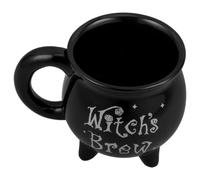 TOYANDONA Tasse en Céramique Noire 350ml de Chaudron de Sorcière pour Halloween Large Ouverture, Design Unique et Finition Brillante Maison Restaurant
