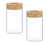 TOYANDONA Vases en Verre Lot de 2, 6,5 CM de Diamètre X 10 CM de Hauteur, Bouchon en Liège Percé, Pots pour Plantes Hydroponiques D’Intérieur, Décoration Élégante pour Table et Espace de
