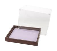 TOYANDONA Vitrine Acrylique Élégante Protection la Poussière Rayures avec Base en Bois Massif avec Mini Casque de Baseball pour Bureau et Collectionneurs Sportifs