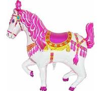 Toyland® 88 cm (35") Ballon en aluminium en forme de cheval de cirque/carrousel/carnaval rose - Ballon de fête pour enfants