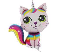 Toyland® 97 cm (38") Ballon en aluminium en forme de chat licorne arc-en-ciel - Cry Babies - ROSE - Décorations de fête