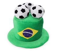 Toyland® Brésil Chapeau haut-de-forme de supporter de flag football avec ballons 3D - Coupe du Monde, Euro, Fêtes déguisées à thème brésilien - Taille unique adulte - 10 pays au choix