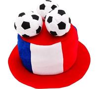 Toyland® France Chapeau haut-de-forme de supporter de flag football avec ballons 3D - Coupe du Monde, Euro, Fêtes déguisées à thème Français - Taille unique adulte - 10 pays au choix