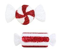 Toyland® Lot de 2-28 cm Décorations à Suspendre pour Sapin de Noël Bonbons Scintillants géants Rouges et Blancs