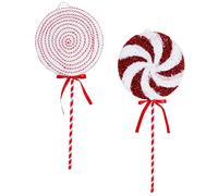 Toyland® Lot de 2 sucettes géantes à Suspendre pour Sapin de Noël Rouge/Blanc 41 cm