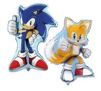 Toyland® Pack de 2 ballons en aluminium - 1 ballon Sonic de 74 cm (29") et 1 ballon en aluminium en forme de personnage Tails de 84 cm (33")