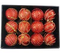 Toyland Snow White Pack of 12 Deluxe Red 8cm Christmas Tree Baubles