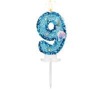 TOYMIS 8cm Coquille Anniversaire Numéro Bougie, Paillettes Bougie Gâteau Topper Coquillage Paillettes Gâteau Chiffre pour Anniversaire De Mariage Anniversaire Sirène Fête à Thème (Bleu, 9)