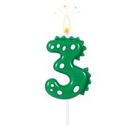 TOYMIS Bougie Numéro 3 Dinosaure 7cm Gâteau d'Anniversaire