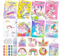 Toyssa Licorne Cadeau Anniversaire Enfants Invités avec Livre Coloriage, Loisir Creatif, Sac Cadeau, Pigment, Licorne Pinata Anniversaire pour Fille, Party Faveurs pour Enfant