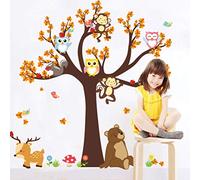 Toyvian 1 Set Jungle Animal Sticker Mural Dessin, Animé Amovible Hibou Singe Ours Cerf Stickers Muraux Stickers pour Enfants Bébé Chambre Denfant Chambre Décoration Murale