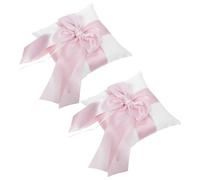 Toyvian 2 Pièces Coussin Porte-alliances Élégant pour Cérémonie de Mariage avec Grand Nœud en Ruban Rose, 20cm, Design Romantique pour Mariages et Anniversaires