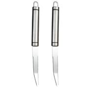 Toyvian 2 Pièces Couteau à Pamplemousse Inox Lame Dentelée Incurvée Éplucheur Fruité avec Manche Long Outil de Cuisine pour Peler Mangues Agrumes et Citrons