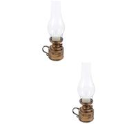 Toyvian 2 Pièces Lampe à Pétrole LED Vintage de Table, Décoration | Pp, Forme Lampe à Kérosène, Nettoyage Facile, Éclairage D’urgence, Toucher Confortable, Or