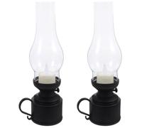 Toyvian 2 Pièces Lampe à Pétrole Rétro LED Antique, Décoration de | Pp, Forme Lampe à Kérosène, Usage Salon et Intérieur, Éclairage D'urgence, Toucher Confortable, Sûr