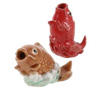 Toyvian 2 Pièces Statue de Carpe en Céramique Jaune pour Fontaine D'étang Koi Flux d'eau Doux et Résistant aux Intempéries, Décor Artistique pour Jardin Extérieur et Paysage de Cour
