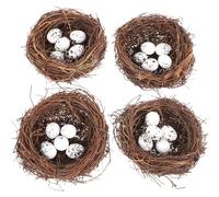Toyvian 24 Pièces Ornement de Nid D'oiseau en Rotin 12 Cm Œufs Décoratifs pour Décoration de Pâques, Modèle Réaliste pour Table ou Maison, Accessoire Artisanal