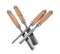 Toyvian 4 pièces kit de sculpture bois en acier avec ciseaux plats et semi-circulaires pour bricolage et rénovation de mobilier débutants