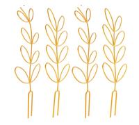 Toyvian 4 Pièces Tuteur pour Plantes en Pot en Fer Finition Mate, Forme Feuille, Support Épais à Anneaux Multiples, pour Collections de Petites Plantes D'intérieur