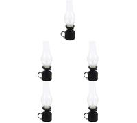 Toyvian 5 Pièces Lampe à Pétrole Électronique LED Vintage Noire en PP | Forme de Lampe à Kérosène, Toucher Confortable, Nettoyage Facile, Éclairage D'urgence, pour Intérieur et Divers Lieux