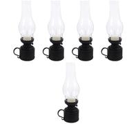 Toyvian 5 Pièces Lampe à Pétrole LED Antique de Table, Décoration Noire | Forme Lampe à Kérosène, Toucher Confortable et Sûr, Nettoyage Facile, pour Table et Divers Lieux