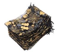 Toyvian 50 Pièces Paquet à Bonbons en Organza Noir à Cordon Motif Toile D'araignée pour Halloween, Design Transparent en Maille, pour Fêtes et Garçon et Filles