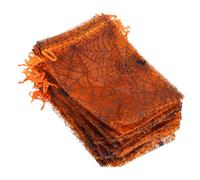 Toyvian 50 Pièces Paquet en Organza Orange Cordon pour Halloween, Paquet à Friandises Transparents en Maille, Motifs Citrouille et Araignée, pour Fête D'garçon et Filles