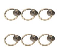 Toyvian 6 Pièces Poignée de Porte Rétro à Simple Perçage Anneau Circulaire | Poignee de Tiroir, Alliage de Zinc et Fer, Finition Café, Montage Facile, pour Armoire et Buffet