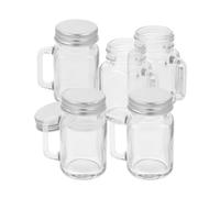 Toyvian 6 Pièces Pot en Verre Hermétique avec Poignée, Mini Bocal Mason Portable, Couvercle Étanche, Design Élégant et Simple pour Boissons, Desserts et Activités en Plein Air