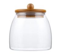 Toyvian Bocal de Conservation des Aliments, Bocal de Rangement Vide en Verre Couvercle Boule en Bois, Hermétique, pour Grains et Haricots, Boîte Transparente Cuisine