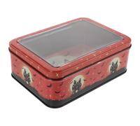 Toyvian Boîte à Bonbons Halloween en Fer Rouge Rectangulaire avec Couvercle Transparent, Boîte Multifonctionnelle Résistante pour Stockage et Emballage de Friandises
