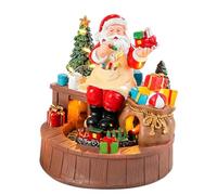 Toyvian Boîte à Musique Résine avec Lumière LED et Train Tournant Mélodie de Noël Intégrée Décoration Festive Animée pour Intérieur Alimentation par Batterie ou USB