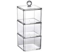 Toyvian Boîte de Rangement Acrylique avec Couvercle Facile à Ouvrir Remplir Design Élégant pour Cotons-tiges et Disques de Coton pour Coiffeuse ou Commode